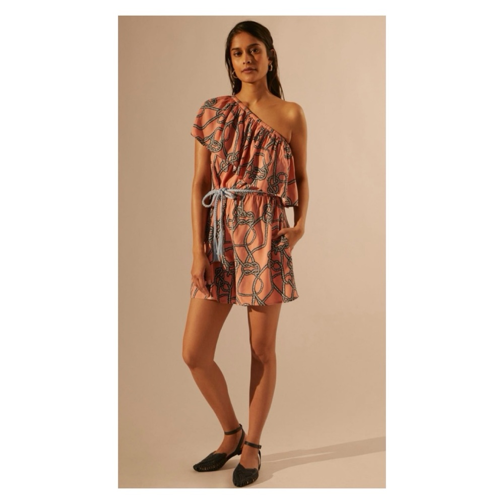 NWT Anthropologie Corey Lynn Carter Nautical Romper in Coral  Size XS